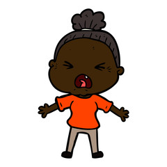 cartoon angry old woman