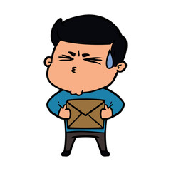 cartoon man sweating