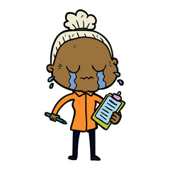 cartoon crying old lady