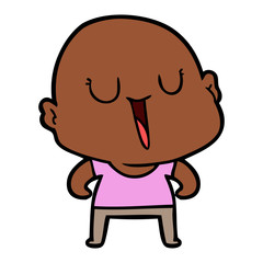 happy cartoon bald man