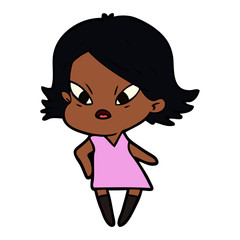 cartoon stressed woman