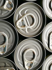 Aluminum cans with keys close-up,Pattern from much of drinking cans of beer.