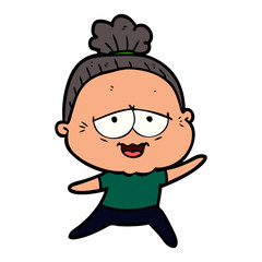 cartoon happy old lady