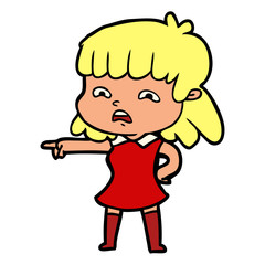 cartoon worried woman