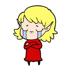 cartoon crying elf girl