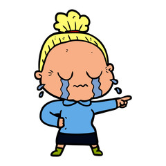 cartoon crying old lady
