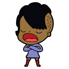 cartoon cool hipster girl talking