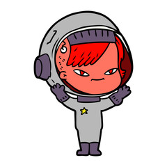 cartoon astronaut woman