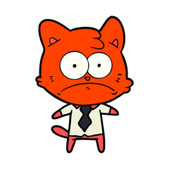 cartoon nervous business cat