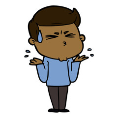 cartoon man sweating