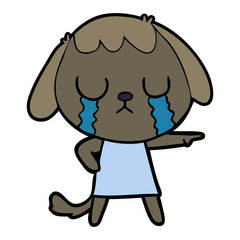 cute cartoon dog crying