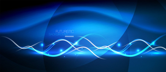 Bright neon lines wave