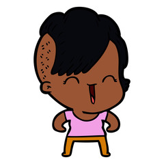 Obraz premium cartoon happy hipster girl