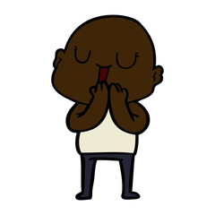 happy cartoon bald man