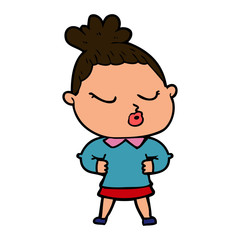 cartoon calm woman