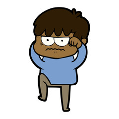 annoyed cartoon boy