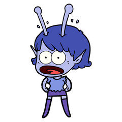 cartoon shocked alien girl