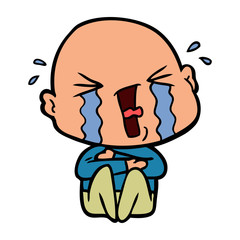 cartoon crying bald man