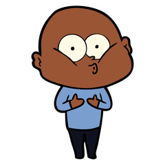 cartoon bald man staring