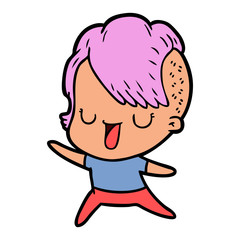 cute cartoon girl with hipster haircut