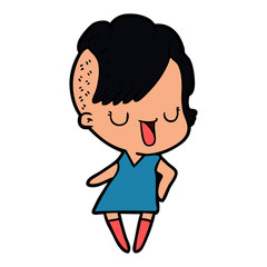 cute cartoon girl with hipster haircut