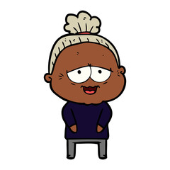 cartoon happy old lady
