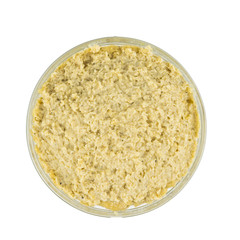 Fresh pasta tahini from sesame seeds to the falafel isolated on white background.