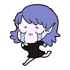 cartoon crying elf girl