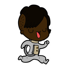 cartoon astronaut girl with hipster hair