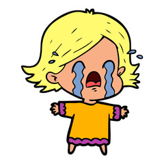 cartoon woman crying