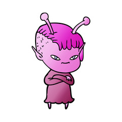 cute cartoon alien girl