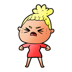 cartoon angry woman