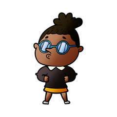 cartoon woman wearing glasses
