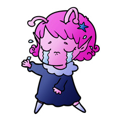 cartoon crying alien girl