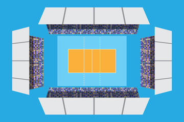 volleyball stadium with full attendance in top view