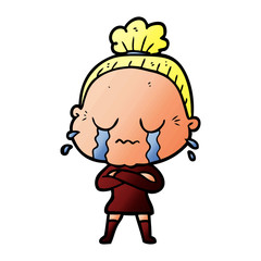 cartoon crying old lady