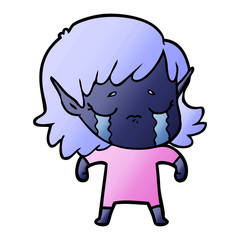 cartoon crying elf girl