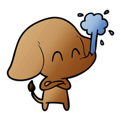 cute cartoon elephant spouting water