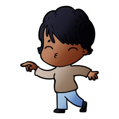 cartoon woman thinking