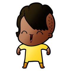 cartoon happy hipster girl