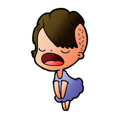 cartoon cool hipster girl talking