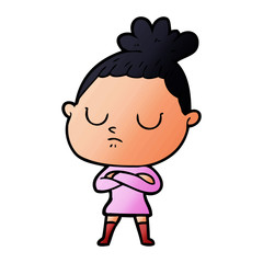 cartoon calm woman