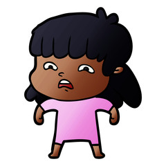 cartoon worried woman