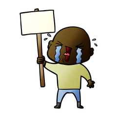 cartoon crying bald man
