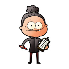 cartoon happy old woman