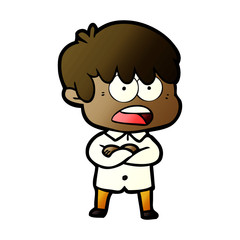 worried cartoon boy