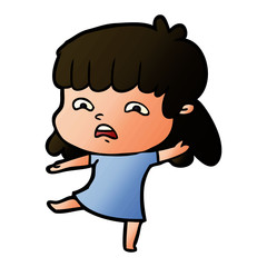 cartoon worried woman