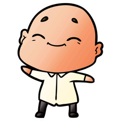 happy cartoon bald man