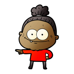 cartoon happy old woman