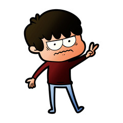 annoyed cartoon boy